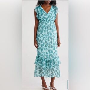 The Good Journey Ruffle Tiered Midi Dress Size S